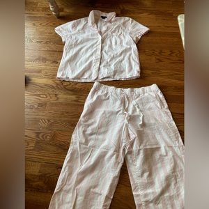 J Crew pink and white striped pajama set